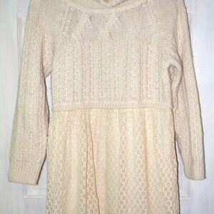 Ivory Sweater Dress w/ Cowl Neck Knee Length Size Small by Catherine Malandrino